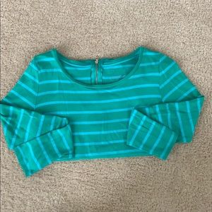 Green/blue striped Tee